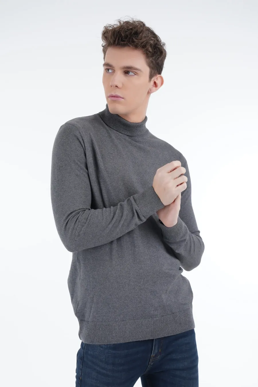 Grey Turtleneck Sweater