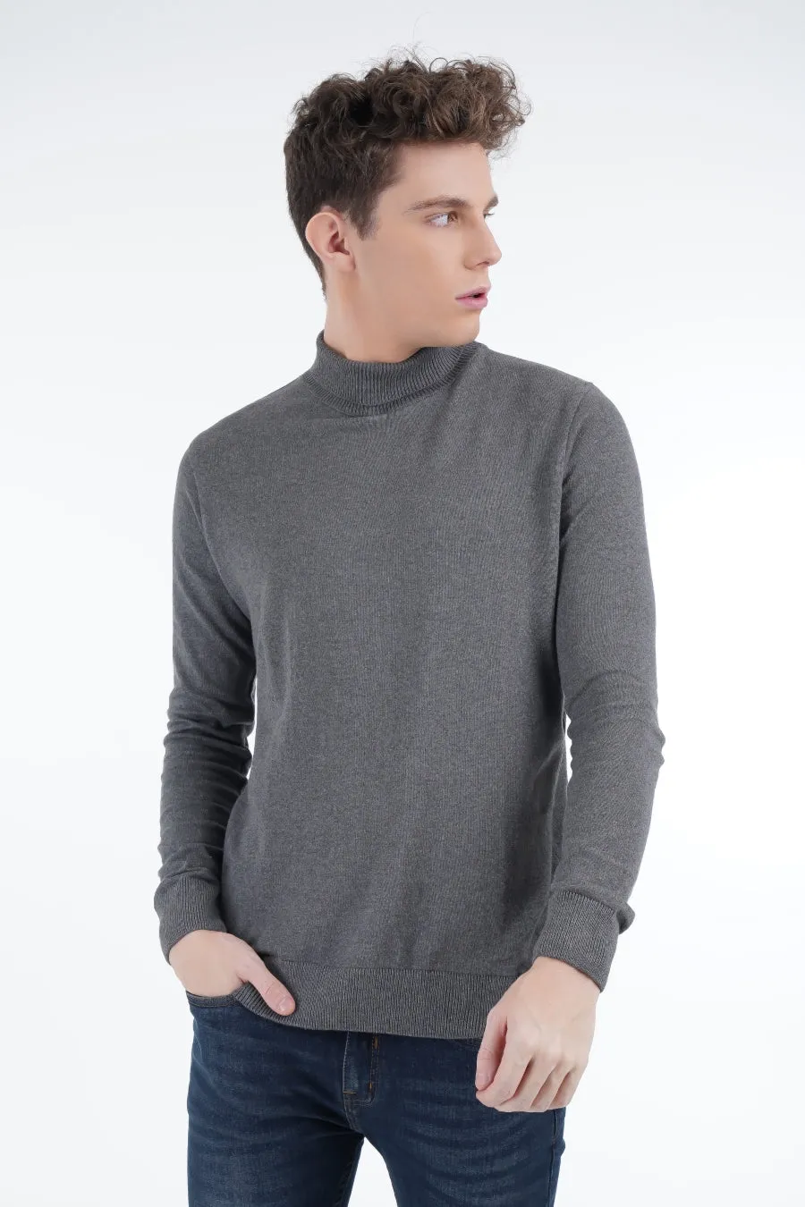 Grey Turtleneck Sweater