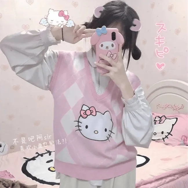 Hello Kitty pastel pink knit vest