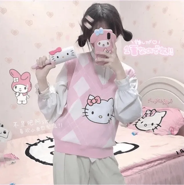 Hello Kitty pastel pink knit vest