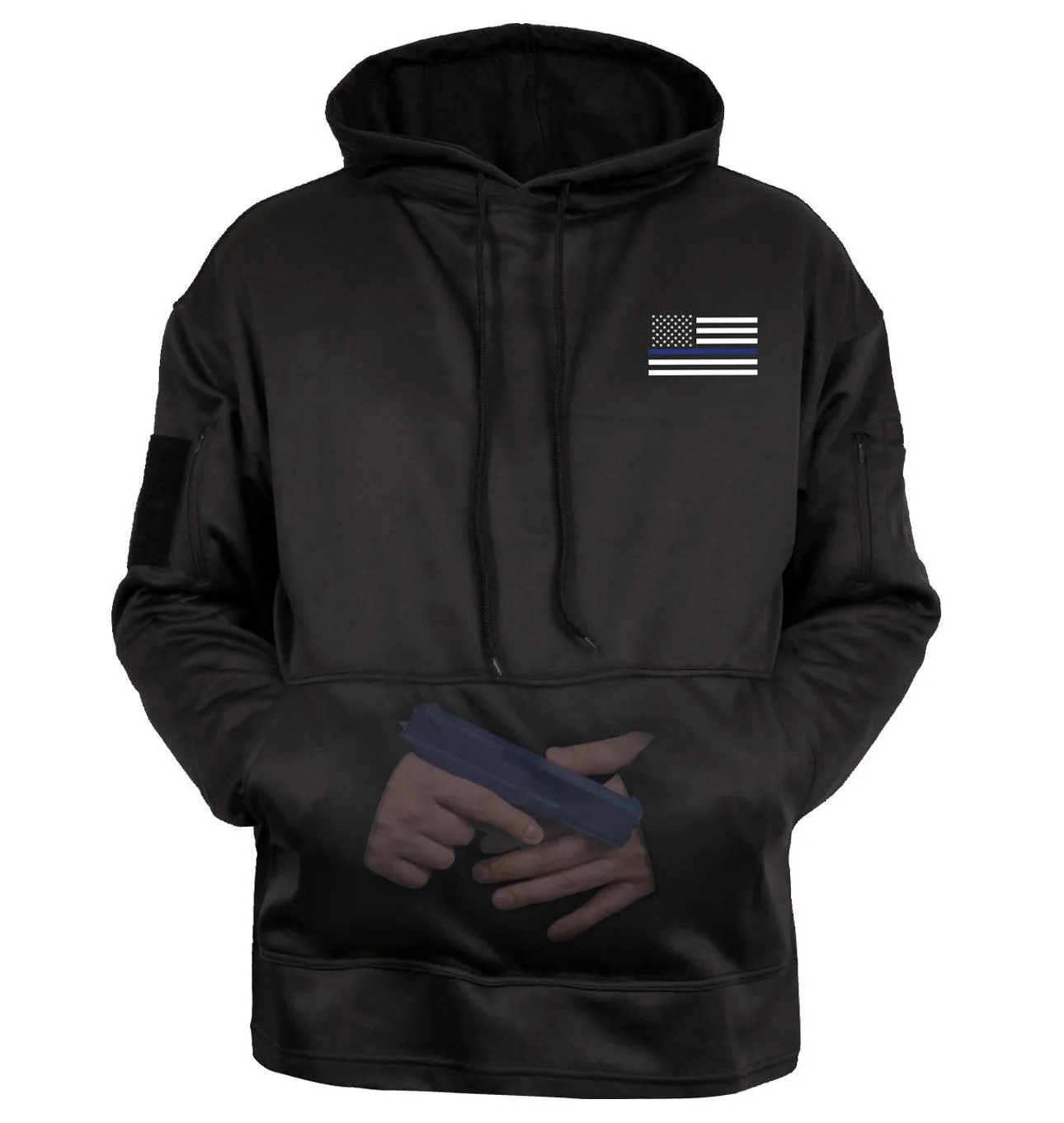 Honor and Respect Thin Blue Line Concealed Carry Hoodie - Black