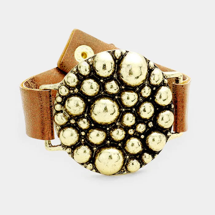 iLLASPARKZ Metal Ball Cluster Metallic Faux Leather Bracelet