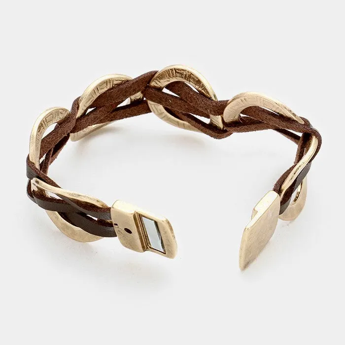 iLLASPARKZ Woven faux leather & hoop magnetic bracelet