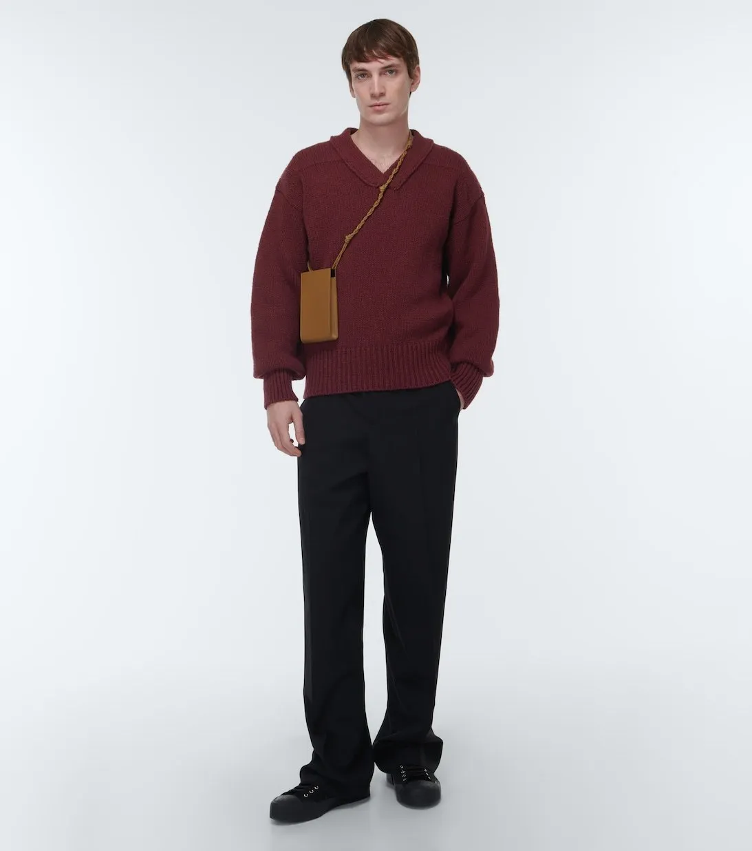 Jil Sander Cable Knit Pullovers: Unisex Wool Street Style V-Neck