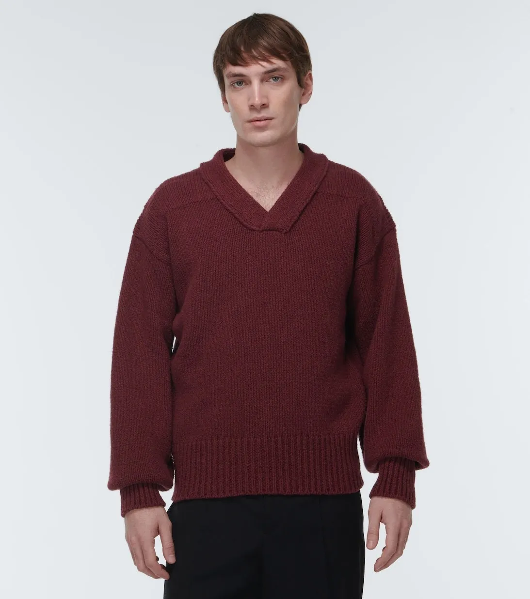 Jil Sander Cable Knit Pullovers: Unisex Wool Street Style V-Neck