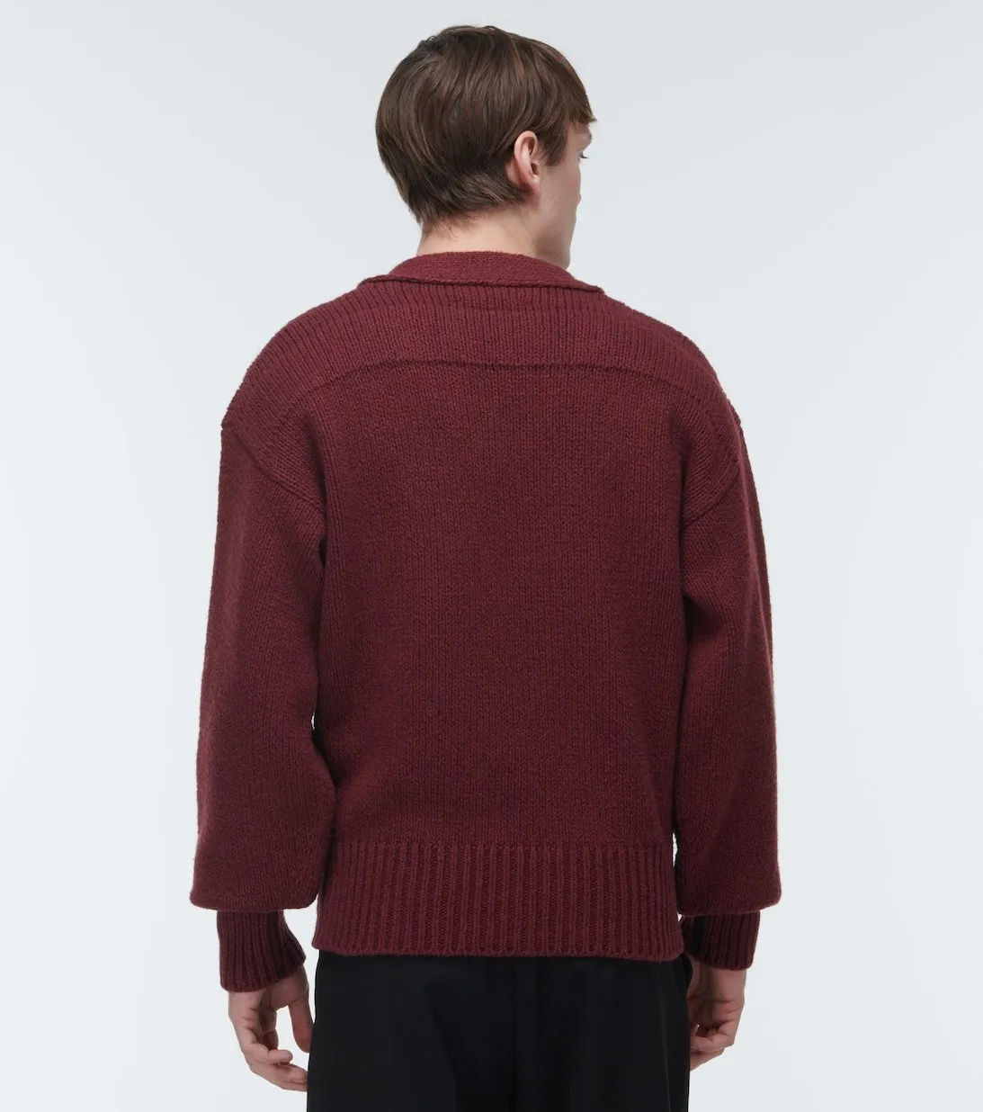 Jil Sander Cable Knit Pullovers: Unisex Wool Street Style V-Neck