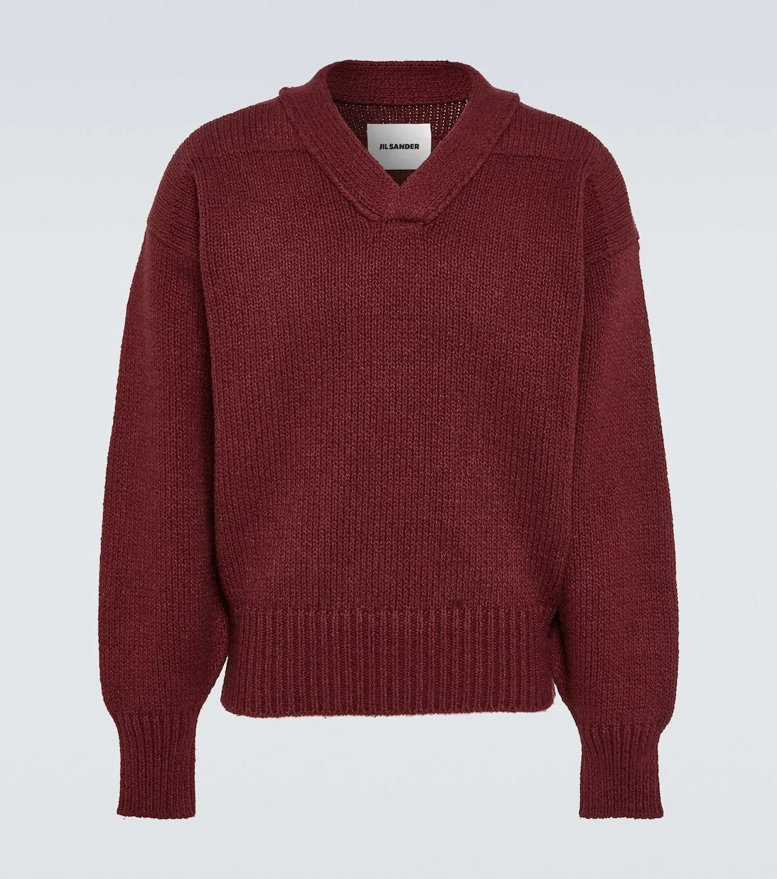 Jil Sander Cable Knit Pullovers: Unisex Wool Street Style V-Neck