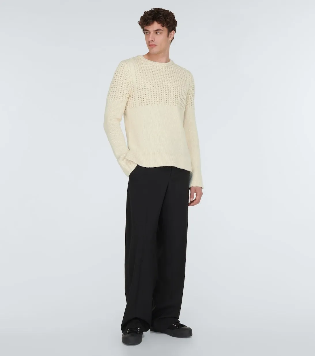 Jil Sander Crew Neck Cable Knit Pullovers - Unisex Street Style - Wool