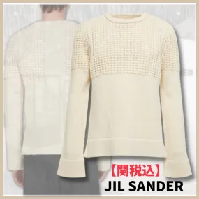 Jil Sander Crew Neck Cable Knit Pullovers - Unisex Street Style - Wool