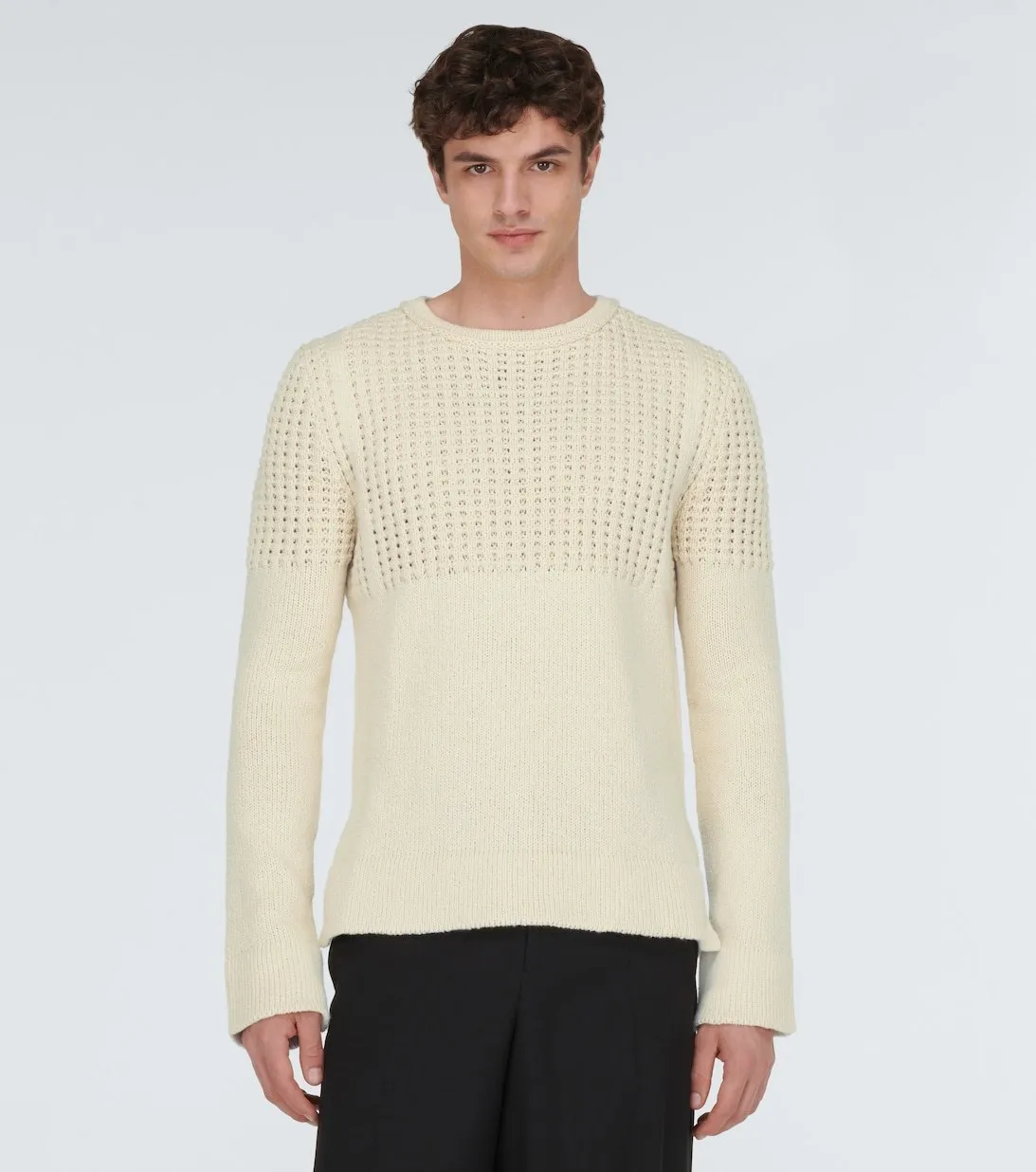 Jil Sander Crew Neck Cable Knit Pullovers - Unisex Street Style - Wool