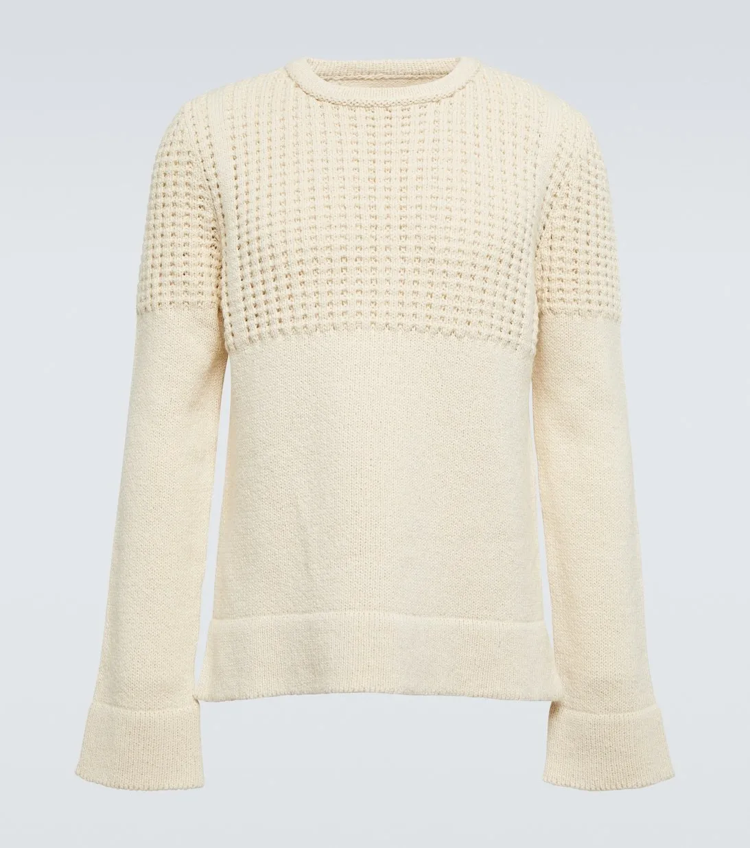 Jil Sander Crew Neck Cable Knit Pullovers - Unisex Street Style - Wool