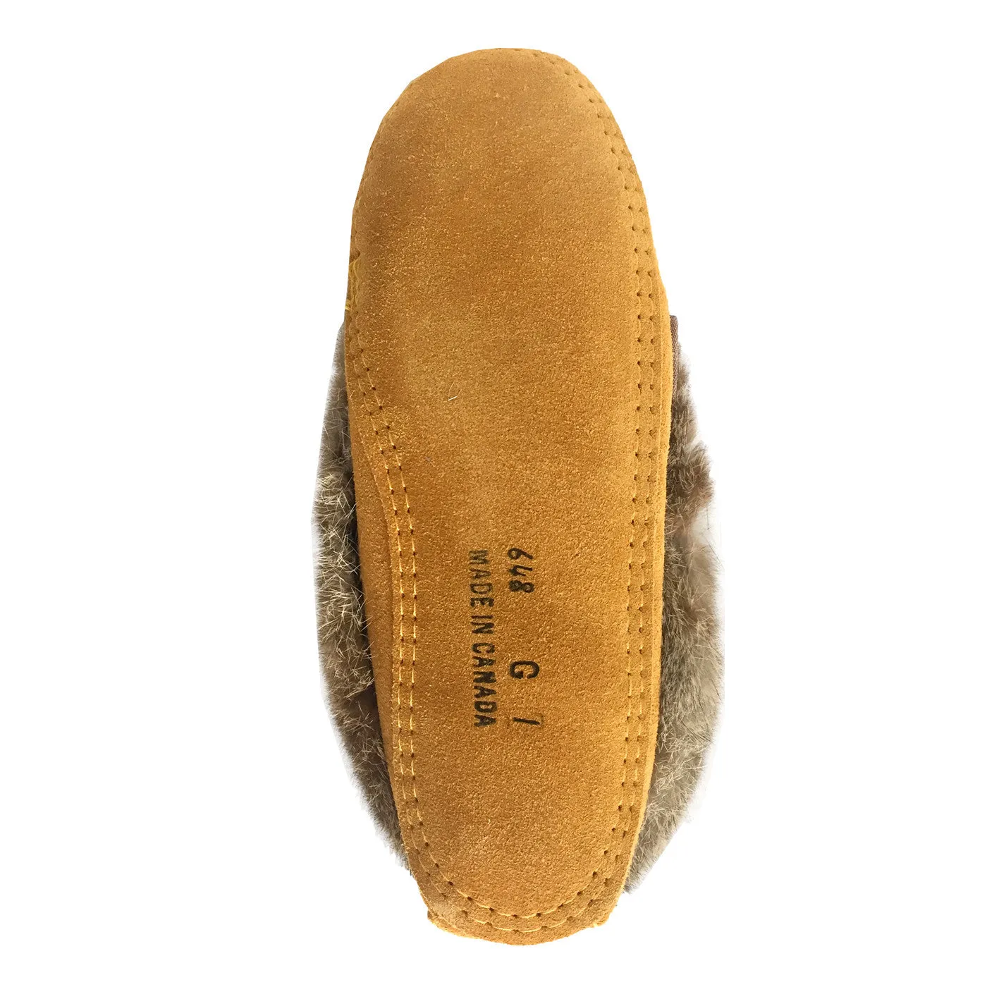 Junior Rabbit Fur Moccasins with Suede and Fleece Lining