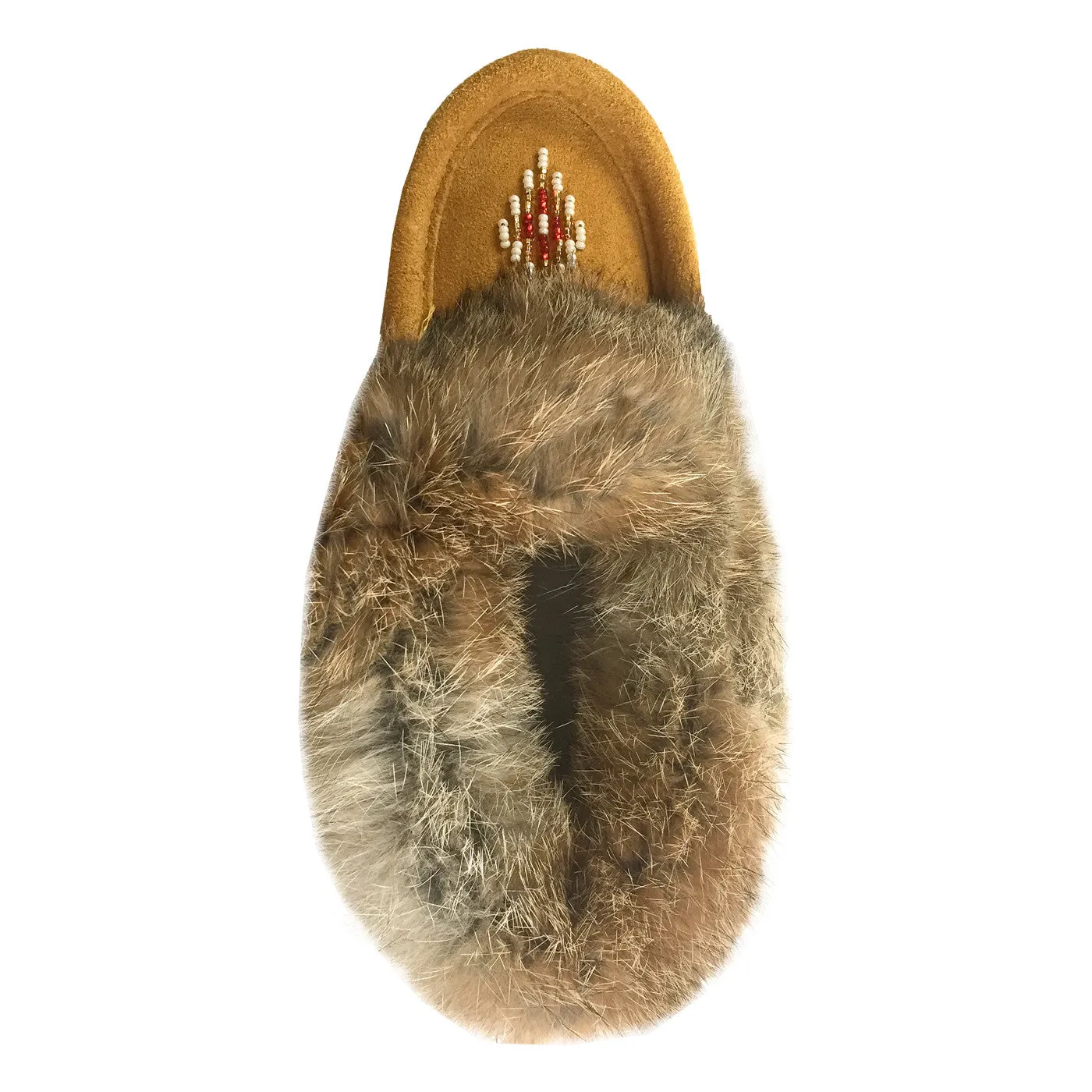 Junior Rabbit Fur Moccasins with Suede and Fleece Lining