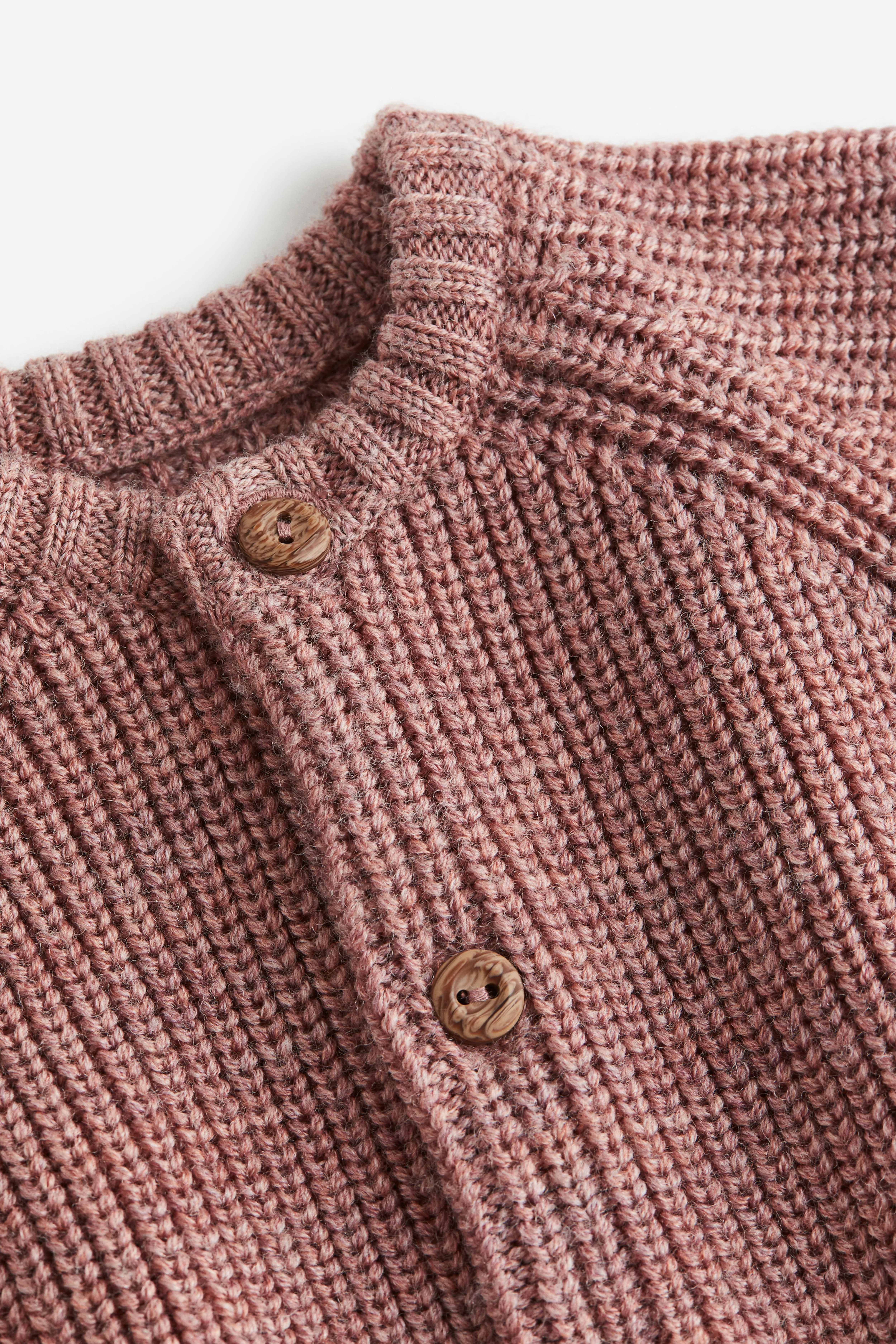 Knitted wool cardigan - Round neck - Long sleeve - Old rose - Kids | H&M GB