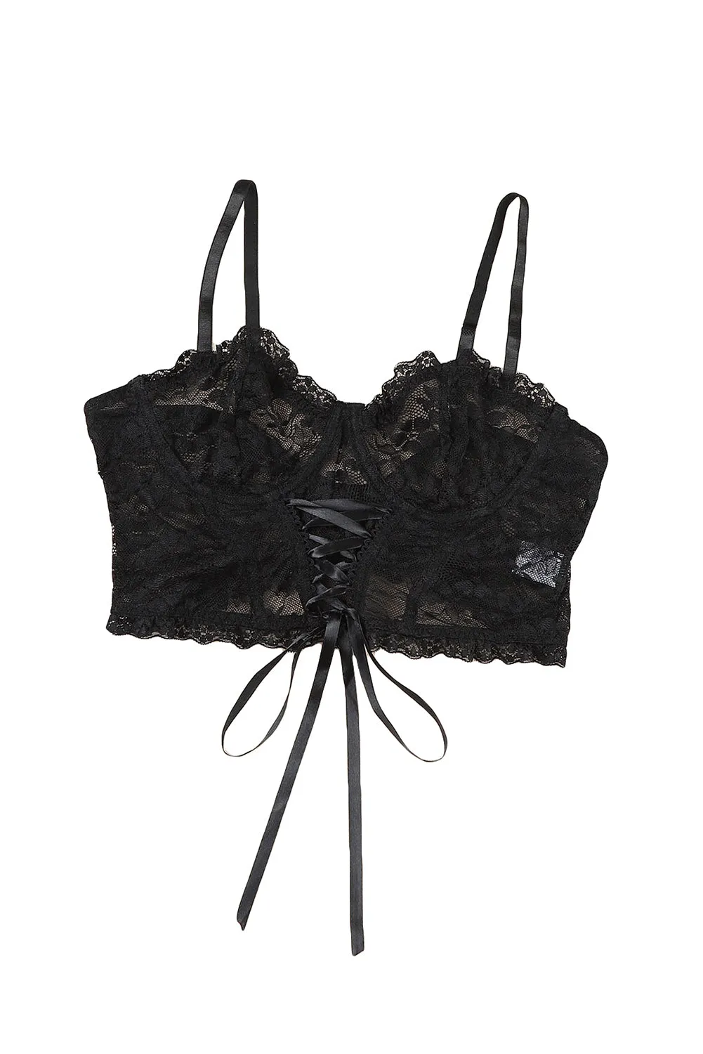 Lace Bralette with Front Lace Up