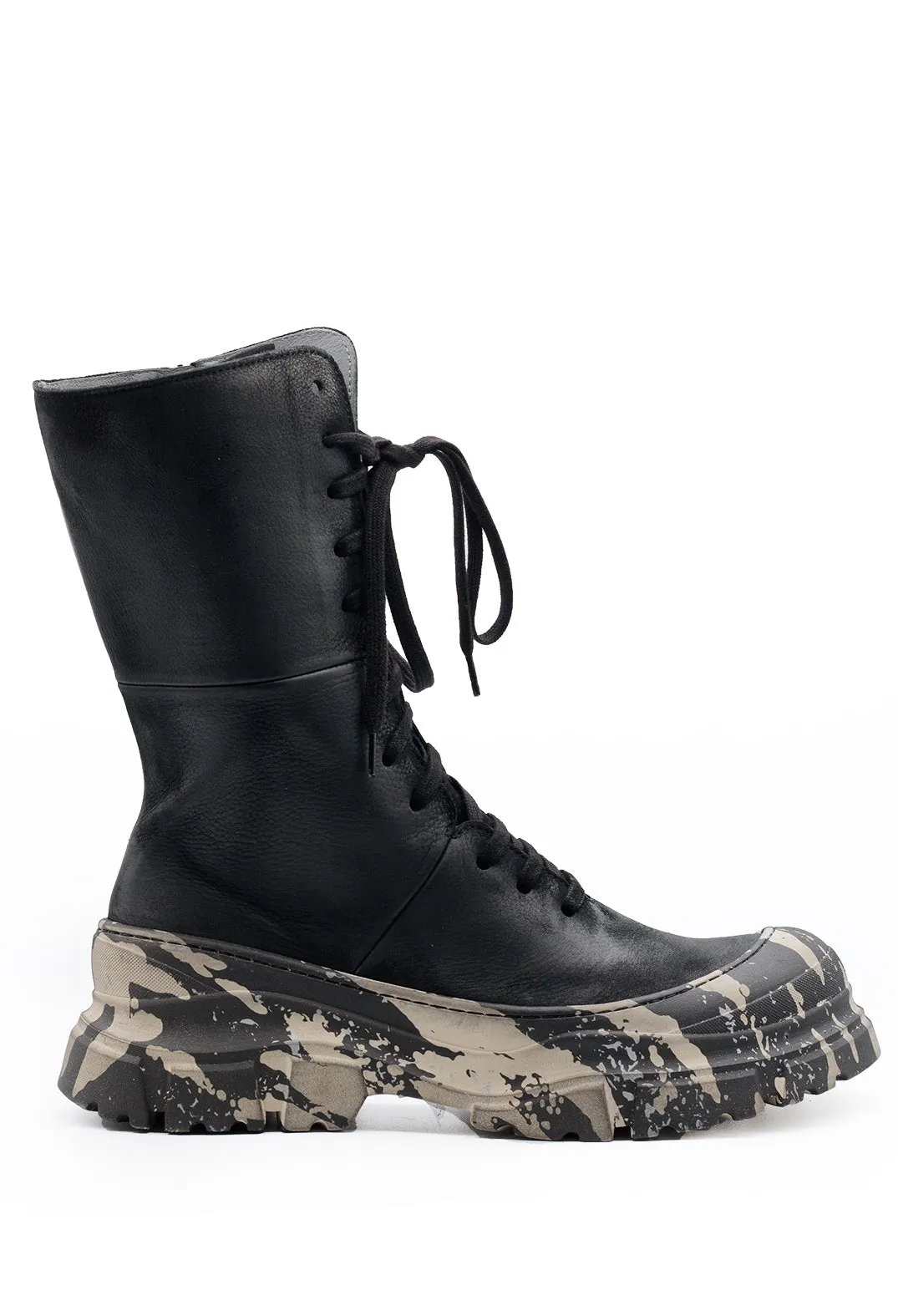 Lace Up Boots Chunky Sole Gasoline Nero