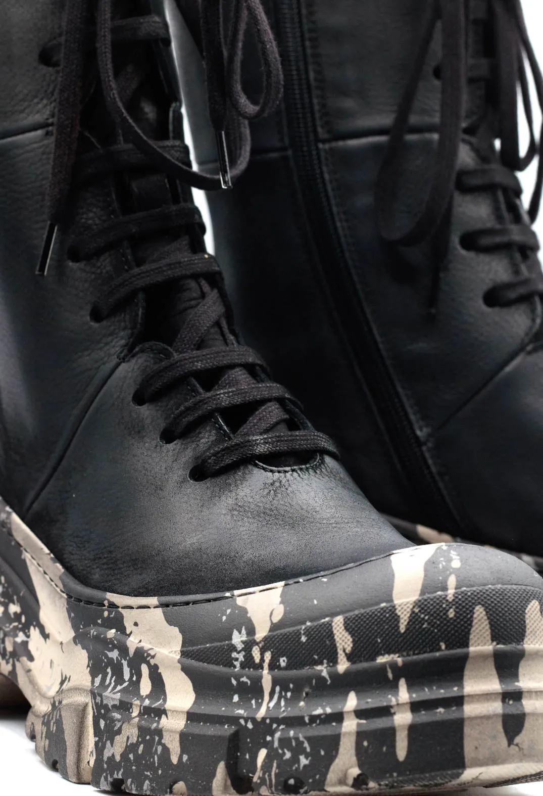 Lace Up Boots Chunky Sole Gasoline Nero