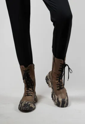 Lace Up Boots With Thick Sole in Gasoline Atmosphere