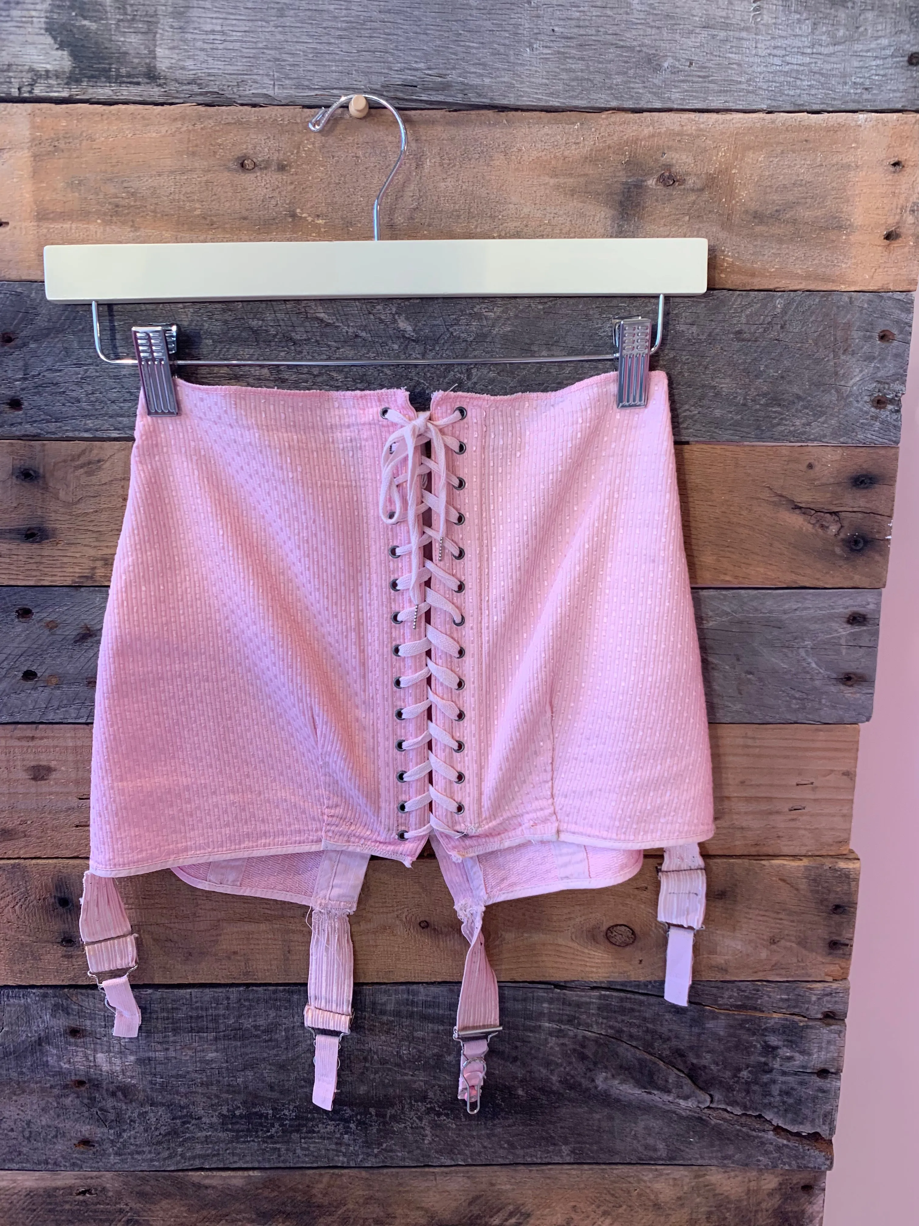 Lace up pink corset