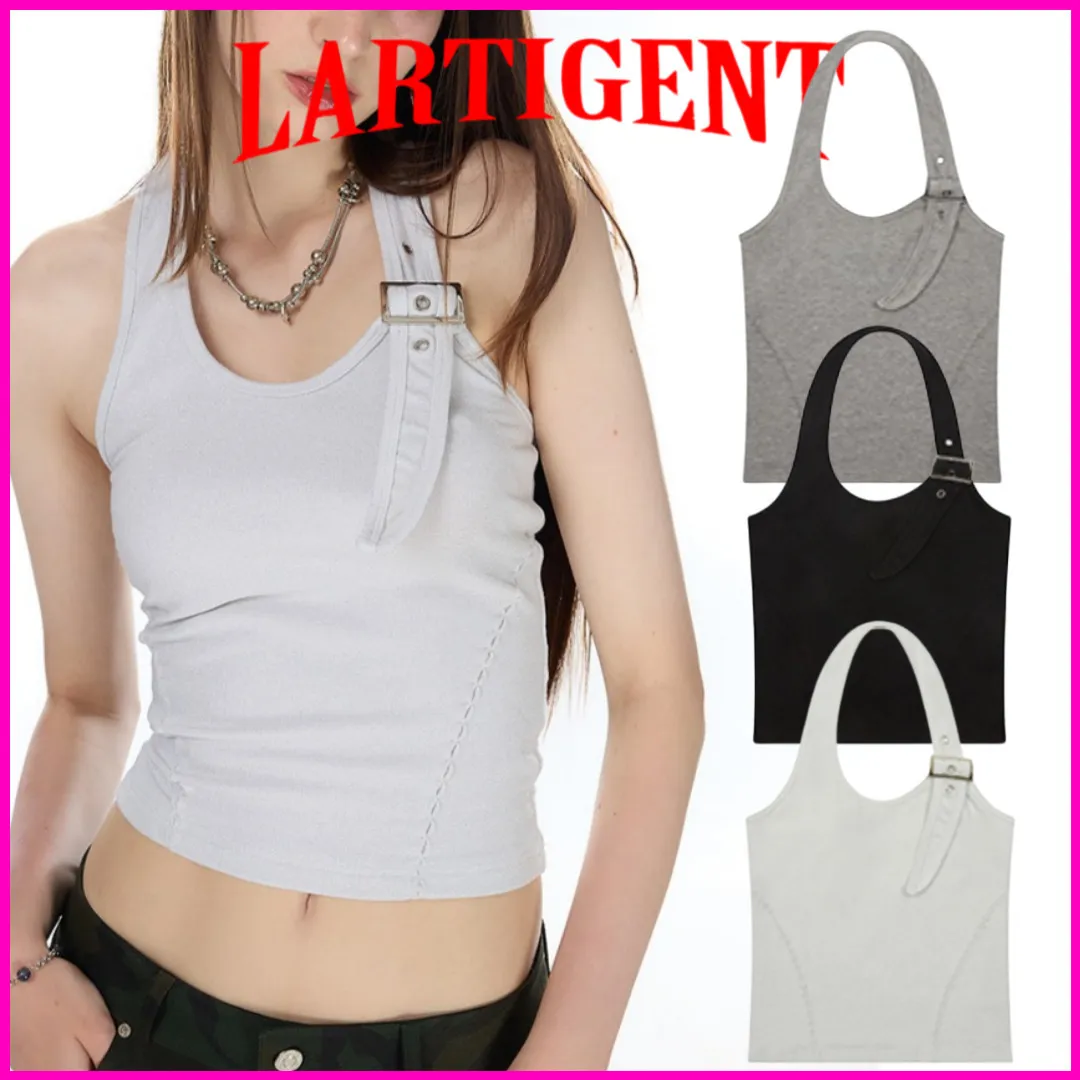 LARTIGENT | Sleeveless Street Style Cotton Logo, Lace-up