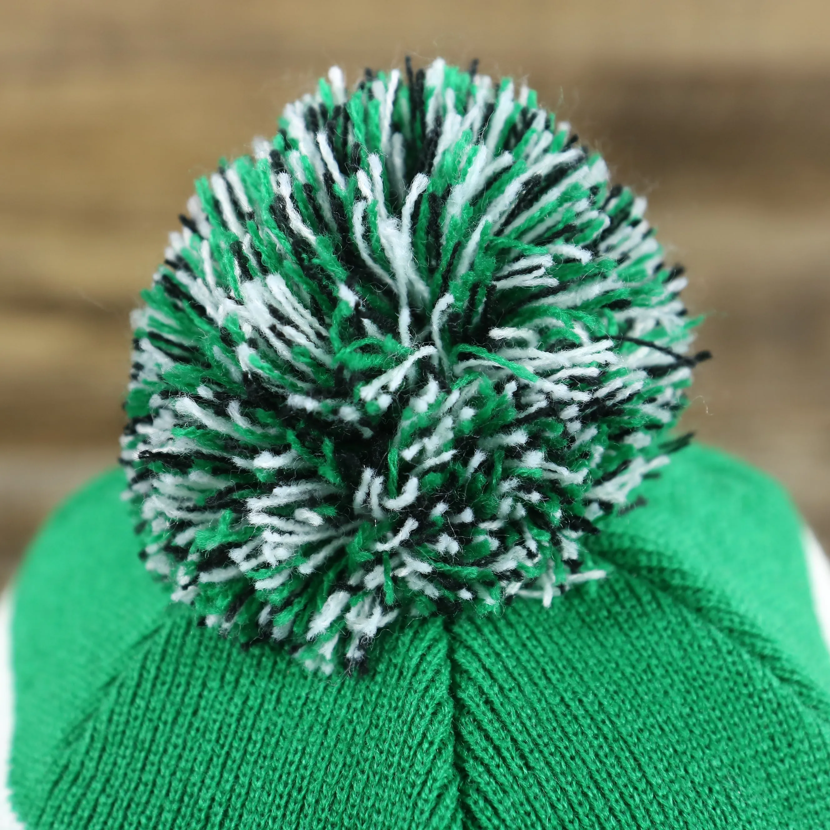 Legacy Philadelphia Eagles Kelly Green Logo Striped Winter Beanie With Pom Pom - Winter Hat