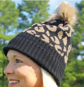 Leopard Pom Pom Beanie