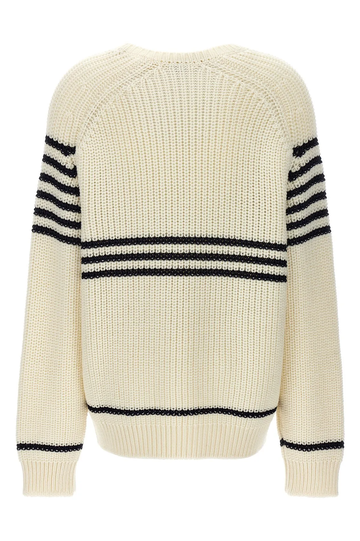 LOEWE Crew Neck Cable Knit Stripes Wool Blend Fabrics