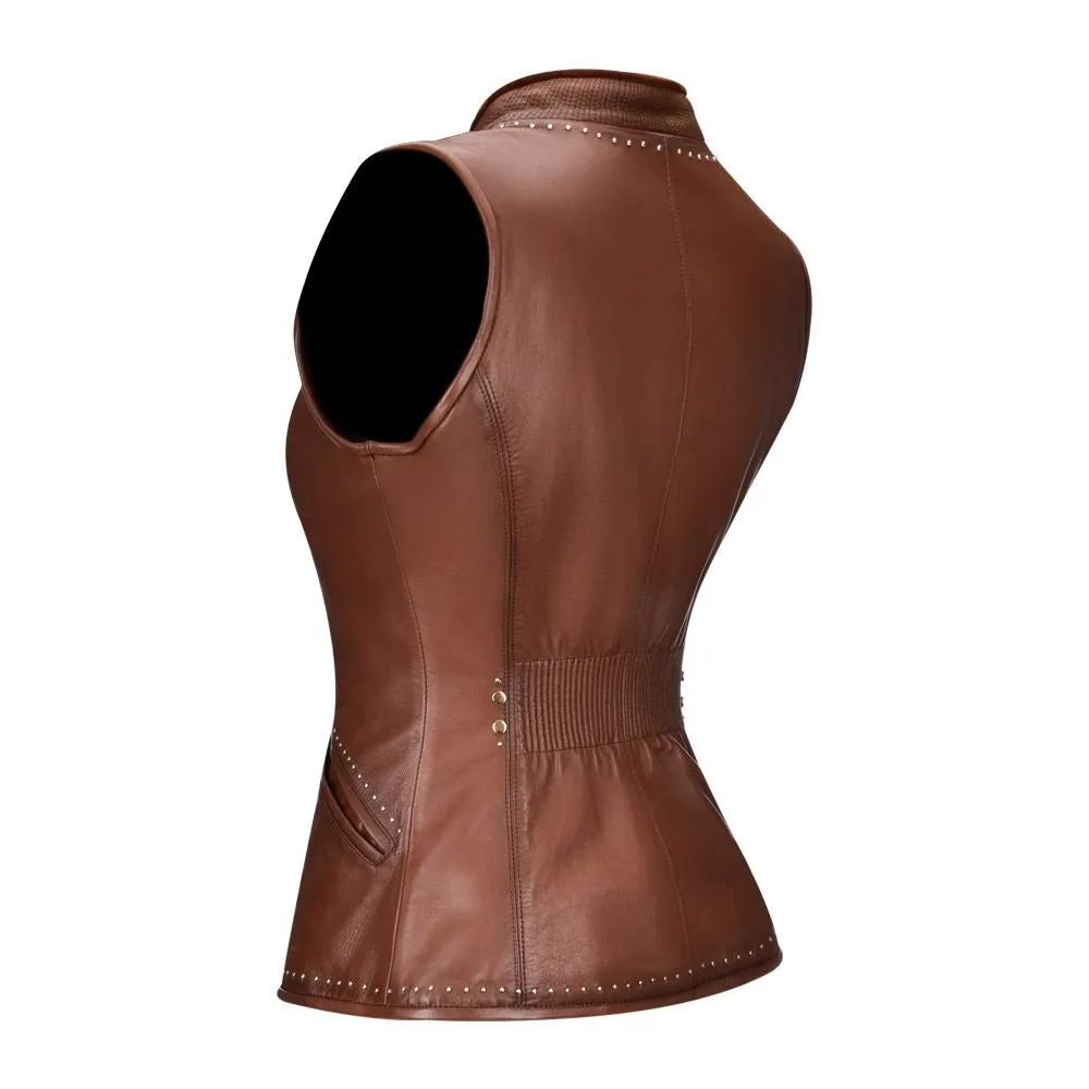 M253COB - Cuadra brown reversible lambskin vest for women, stylish western fashion