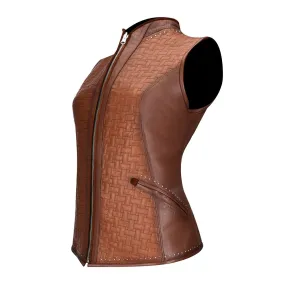 M253COB - Cuadra brown reversible lambskin vest for women, stylish western fashion