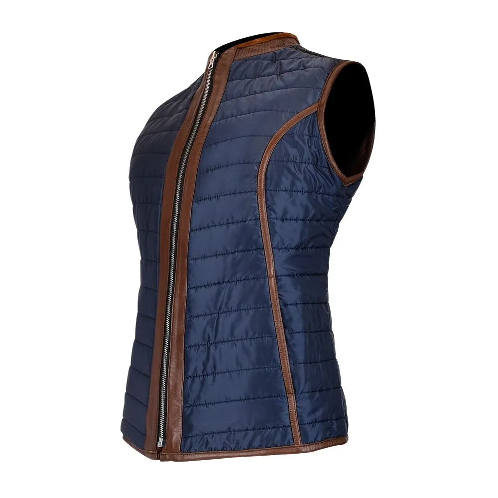 M253COB - Cuadra brown reversible lambskin vest for women, stylish western fashion