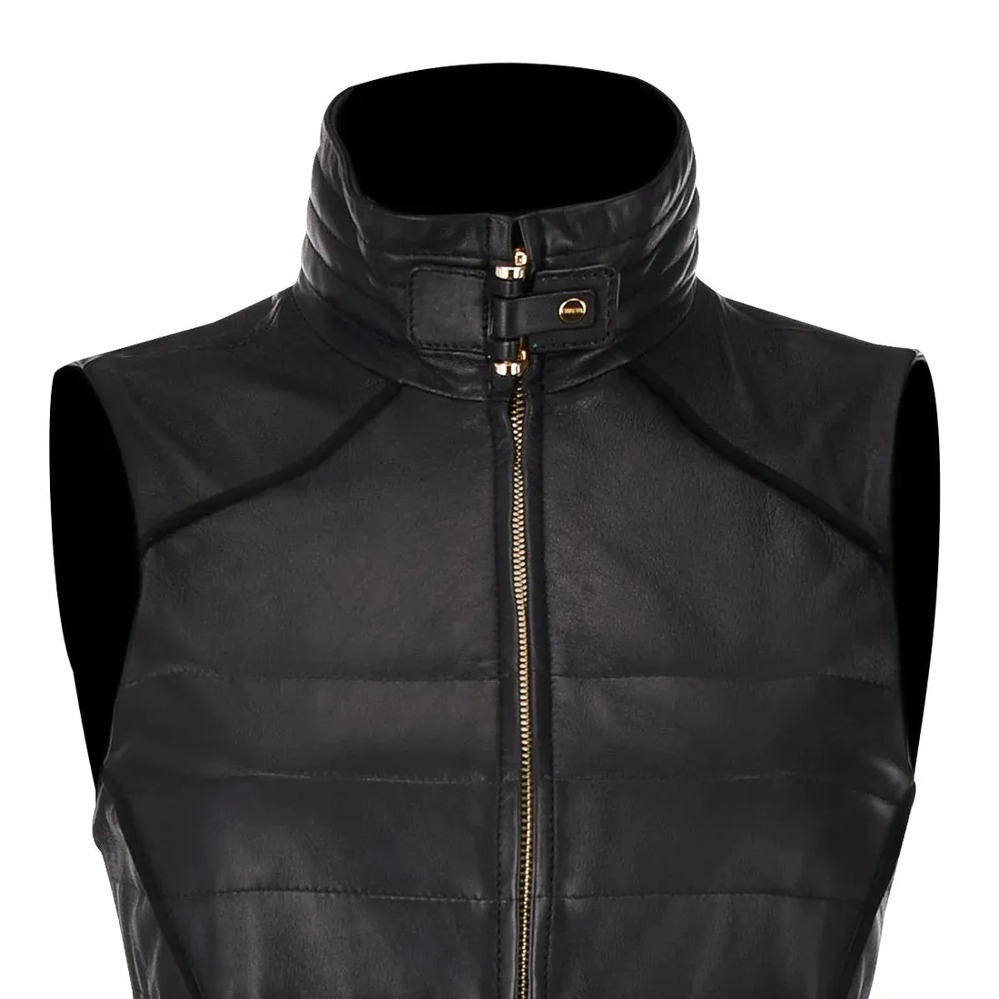 M276BOA - Women's black lambskin vest with a soft touch, designed in a stylish western fashion