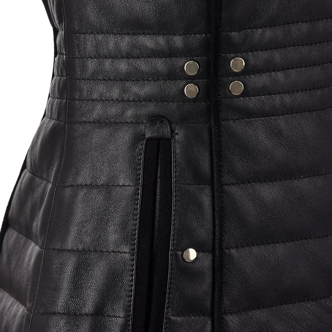 M276BOA - Women's black lambskin vest with a soft touch, designed in a stylish western fashion