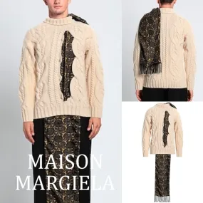 Maison Margiela Cable Knit Paisley Unisex Wool Silk Street Style