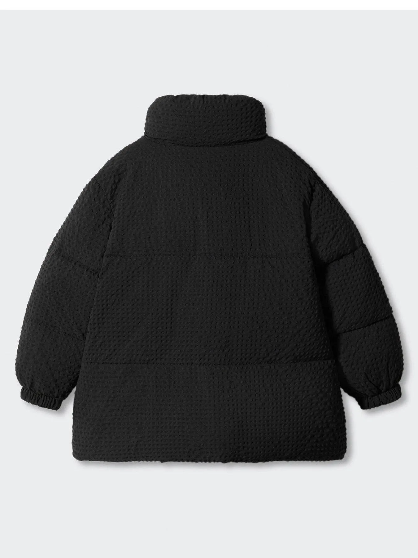 Mango Girls Textured Funnel Neck Padded Coat - Black