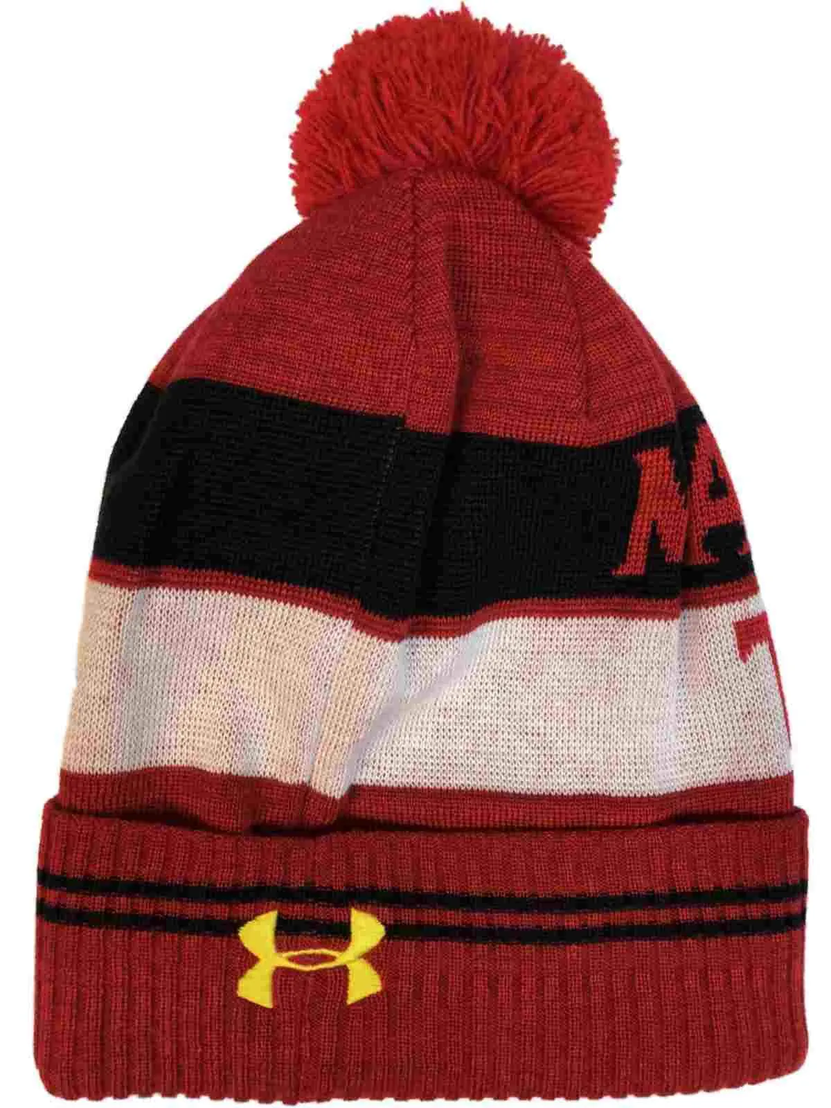 Maryland Terrapins Under Armour Red Sideline Pom Pom Beanie Hat Cap