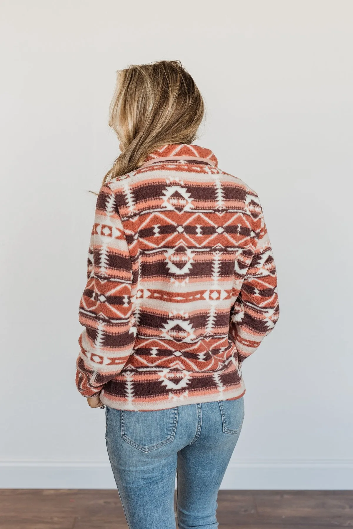 Mauve Pink Aztec Sherpa Pullover for Adventurers