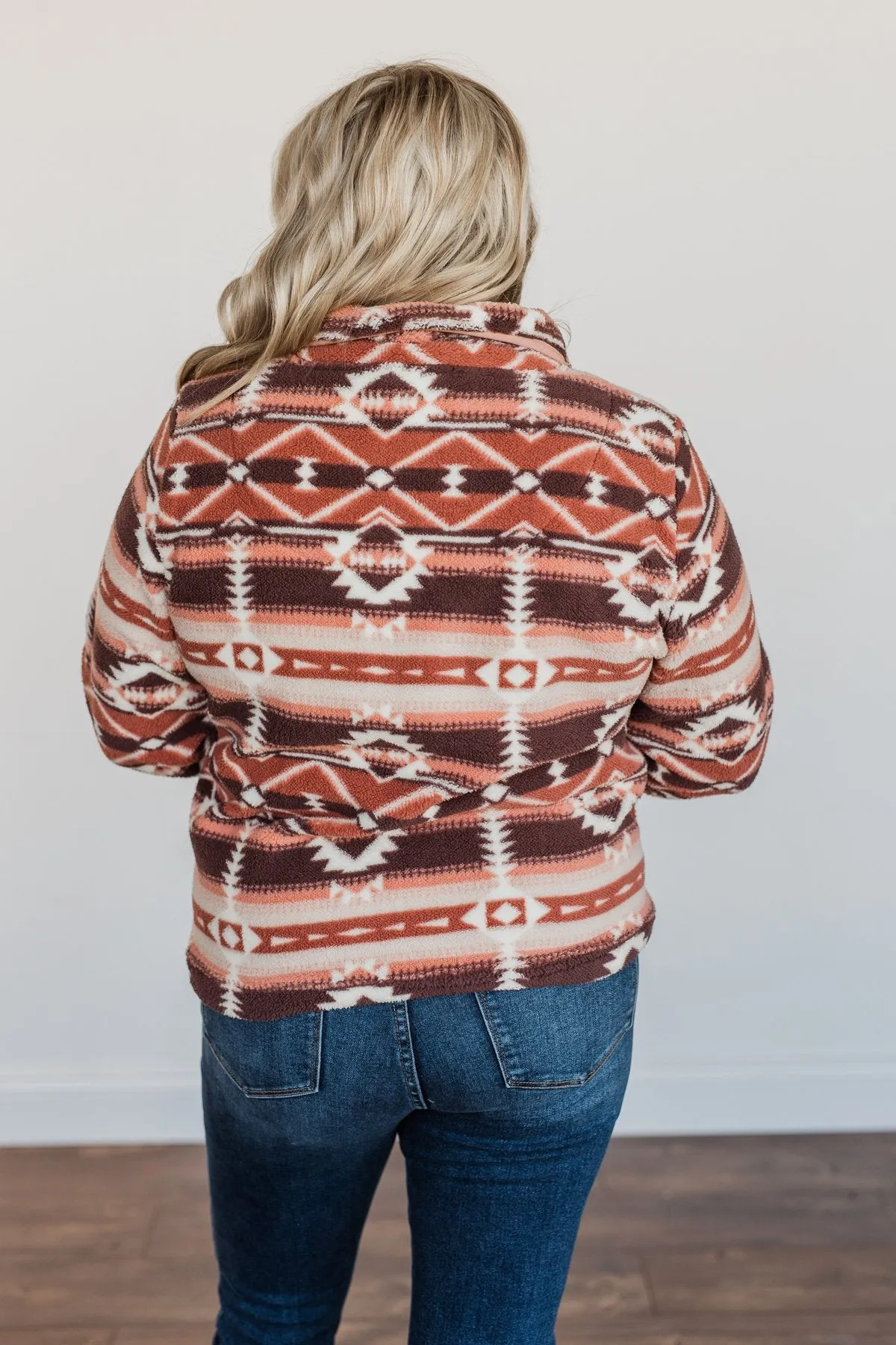 Mauve Pink Aztec Sherpa Pullover for Adventurers