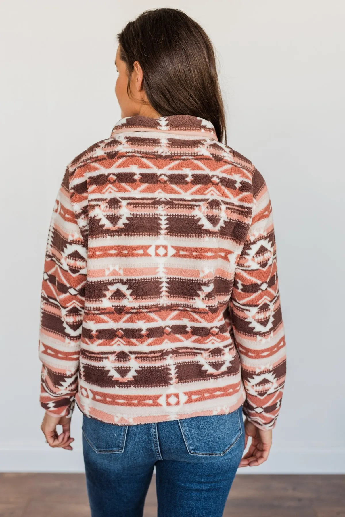 Mauve Pink Aztec Sherpa Pullover for Adventurers