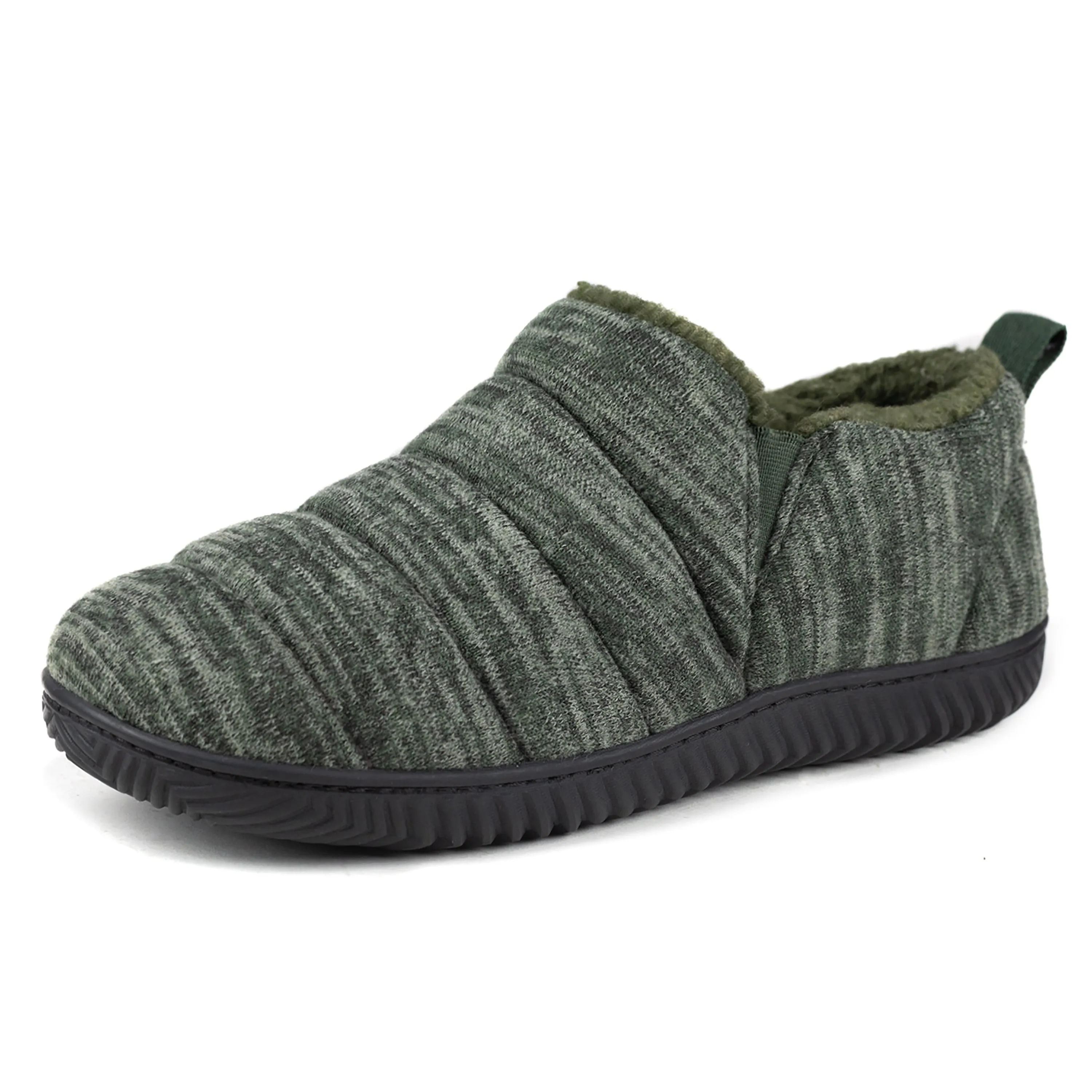 Men's Quilted Faux Fur Lined Bootie Slipper with Damien Design