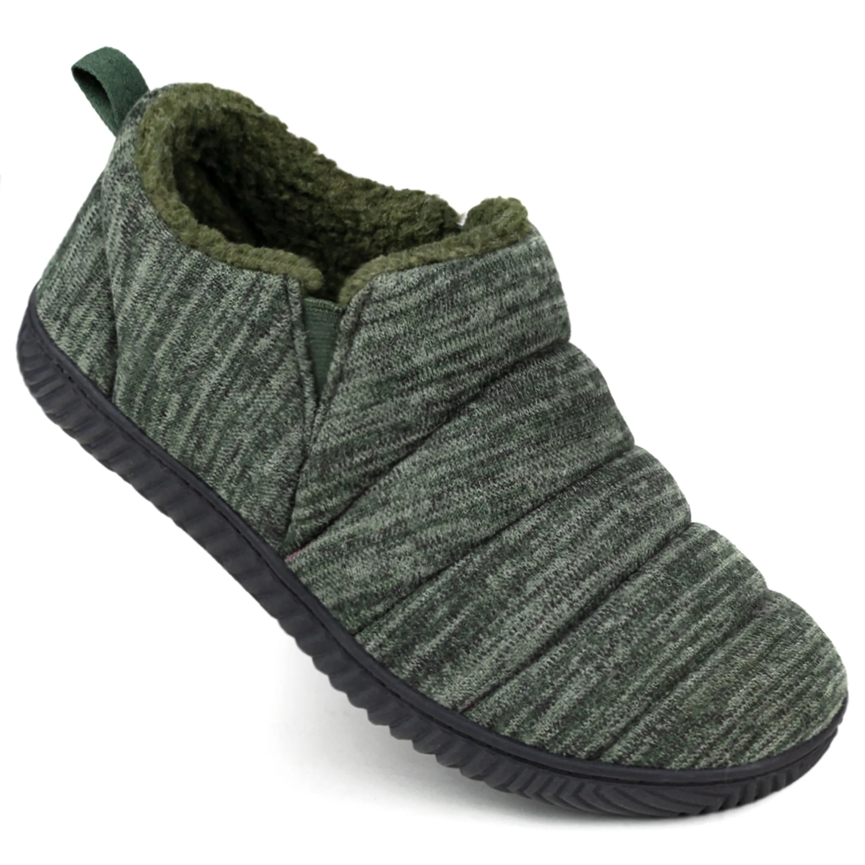 Men's Quilted Faux Fur Lined Bootie Slipper with Damien Design