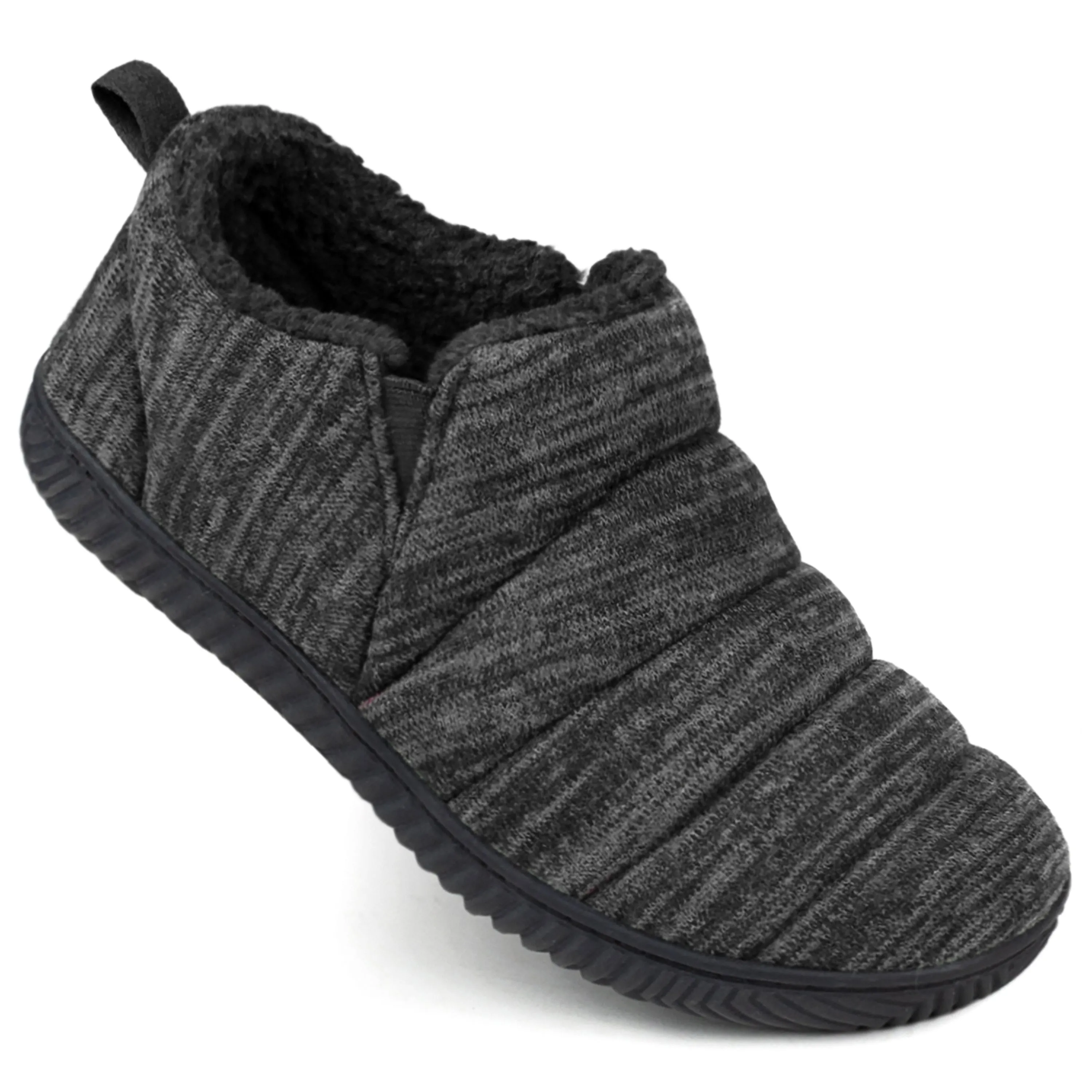 Men's Quilted Faux Fur Lined Bootie Slipper with Damien Design