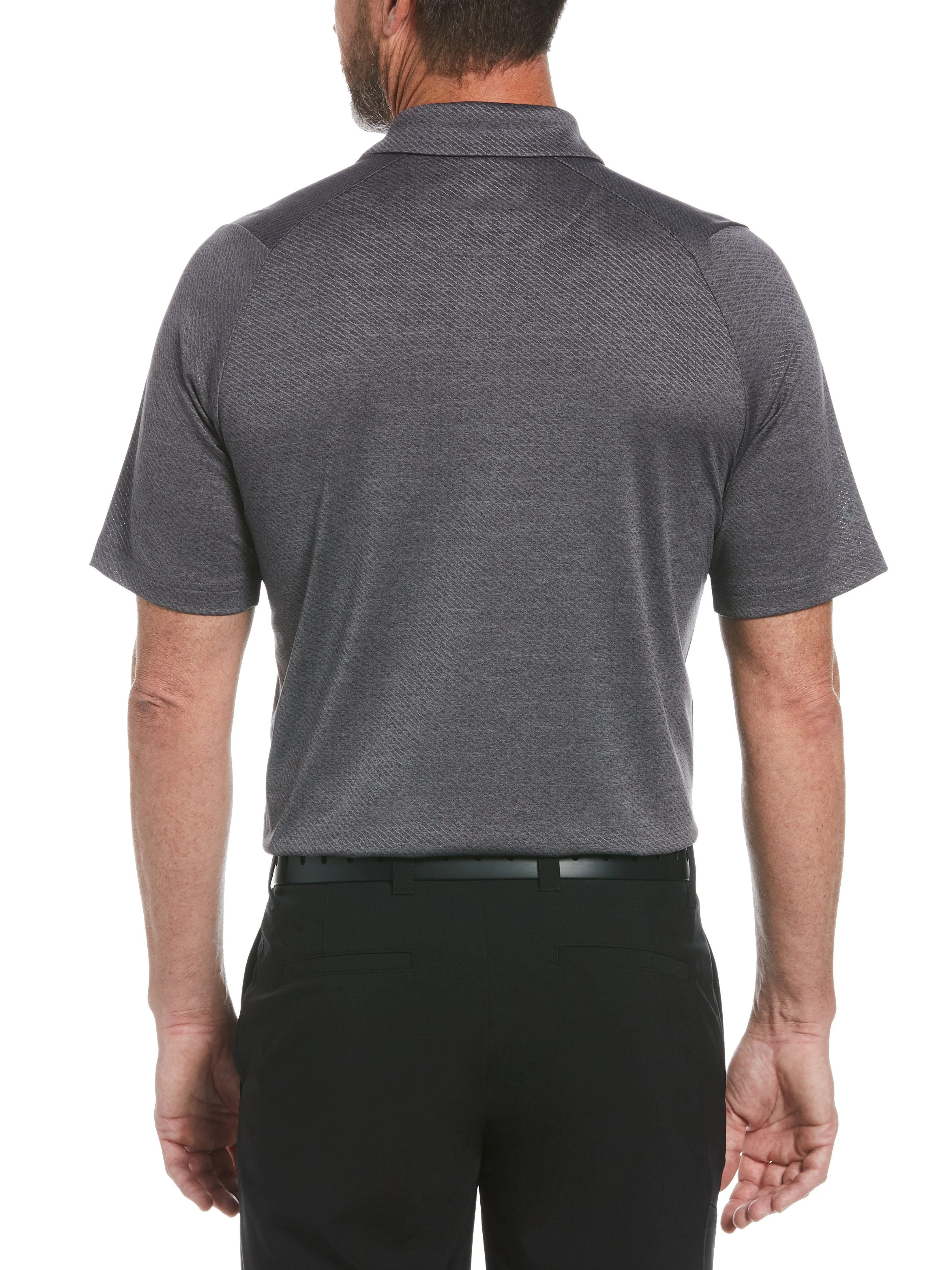 Mens Ventilated Jacquard Polo - Swing Tech and Heather Design.