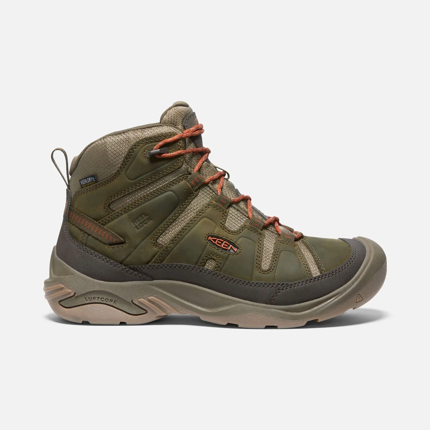 MEN'S Waterproof Hiking Boots - Dark Olive/Potters Clay