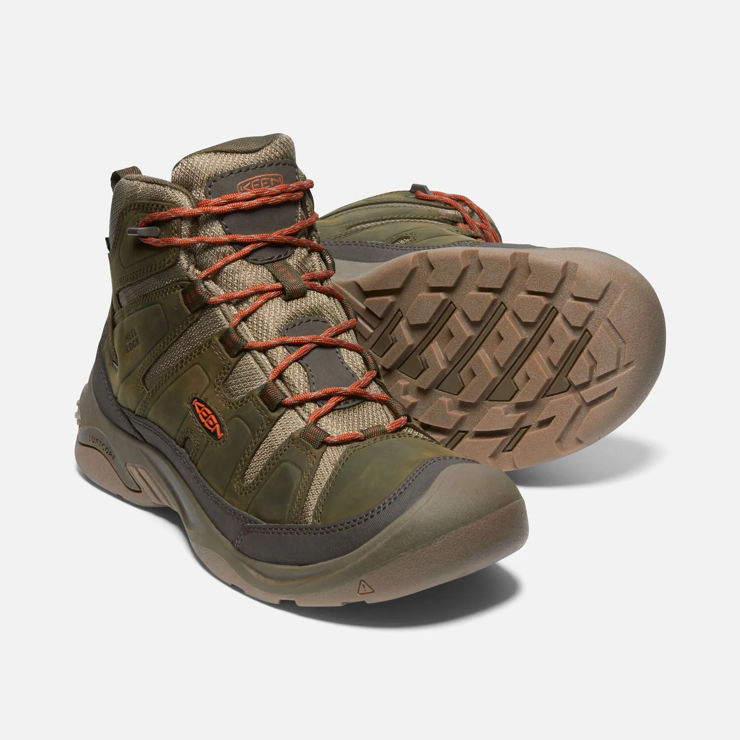 MEN'S Waterproof Hiking Boots - Dark Olive/Potters Clay