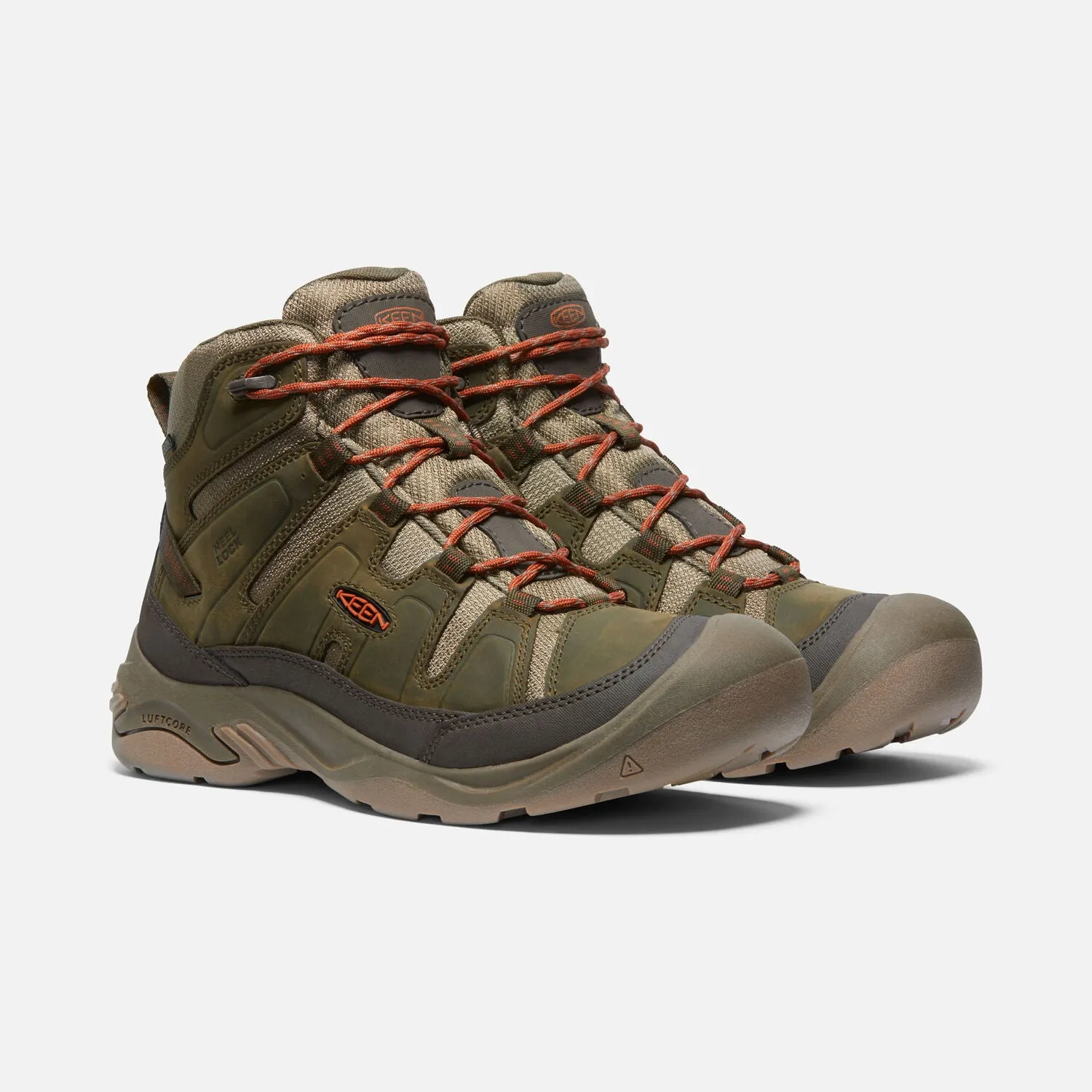 MEN'S Waterproof Hiking Boots - Dark Olive/Potters Clay