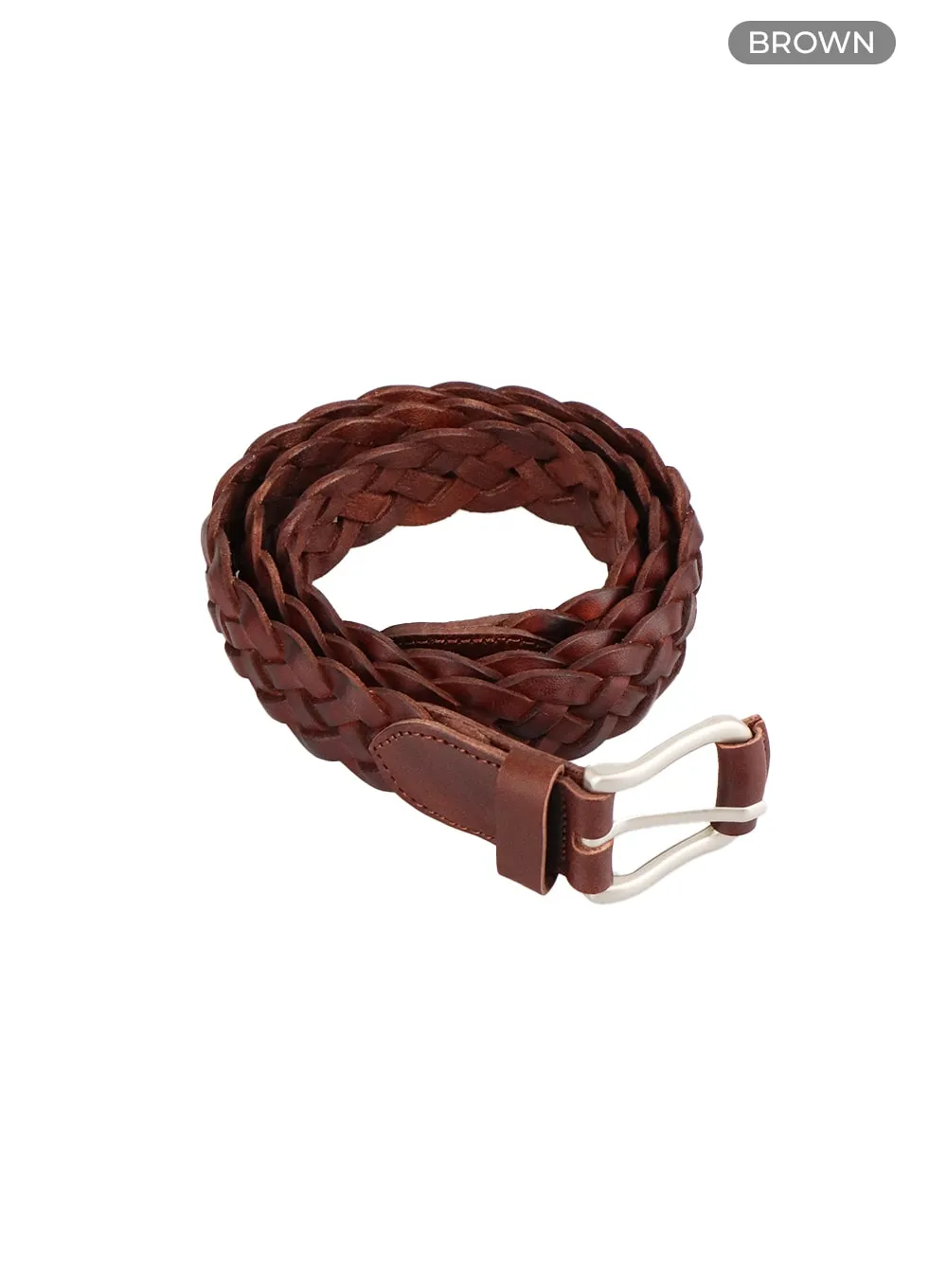 Men's Woven Faux Leather Belt IA401