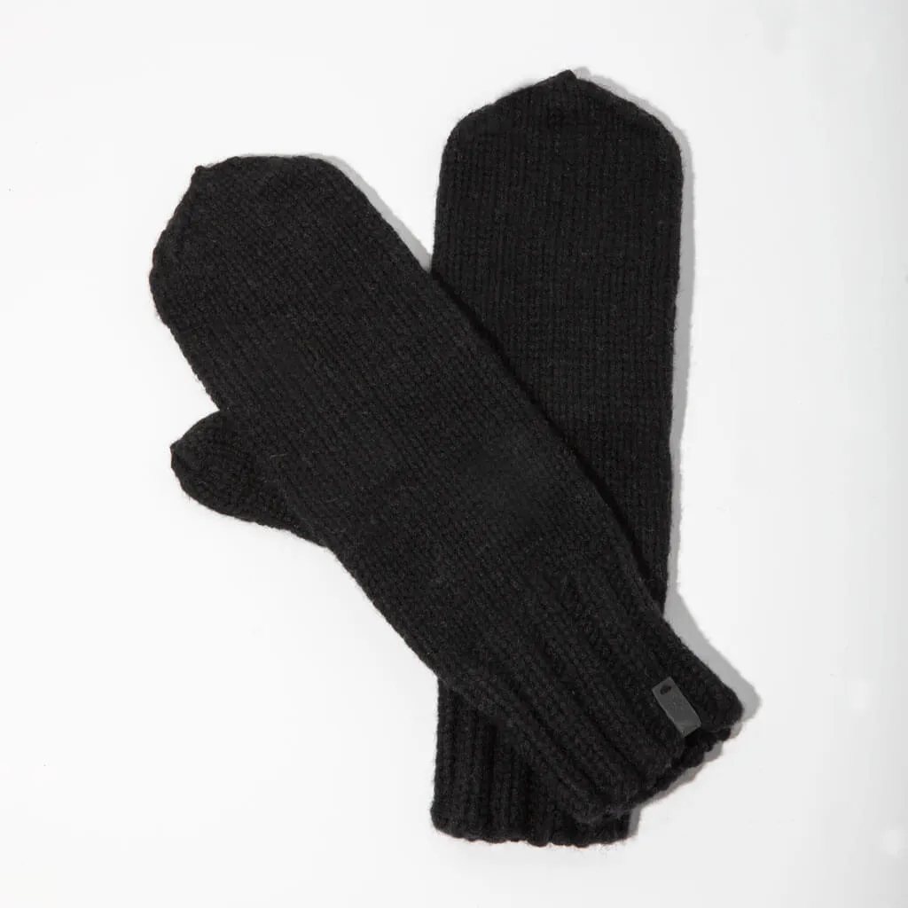 Merino Black Mittens