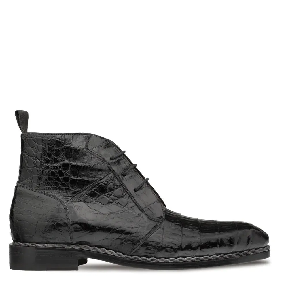 Mezlan SX4864-F Men's Shoes Black Exotic Crocodile Contrast Welt Chukka Boots (MZ3519)