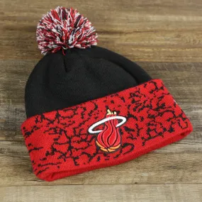 Miami Heat Black and Red Winter Beanie with Cuffed Chaos Pom Pom