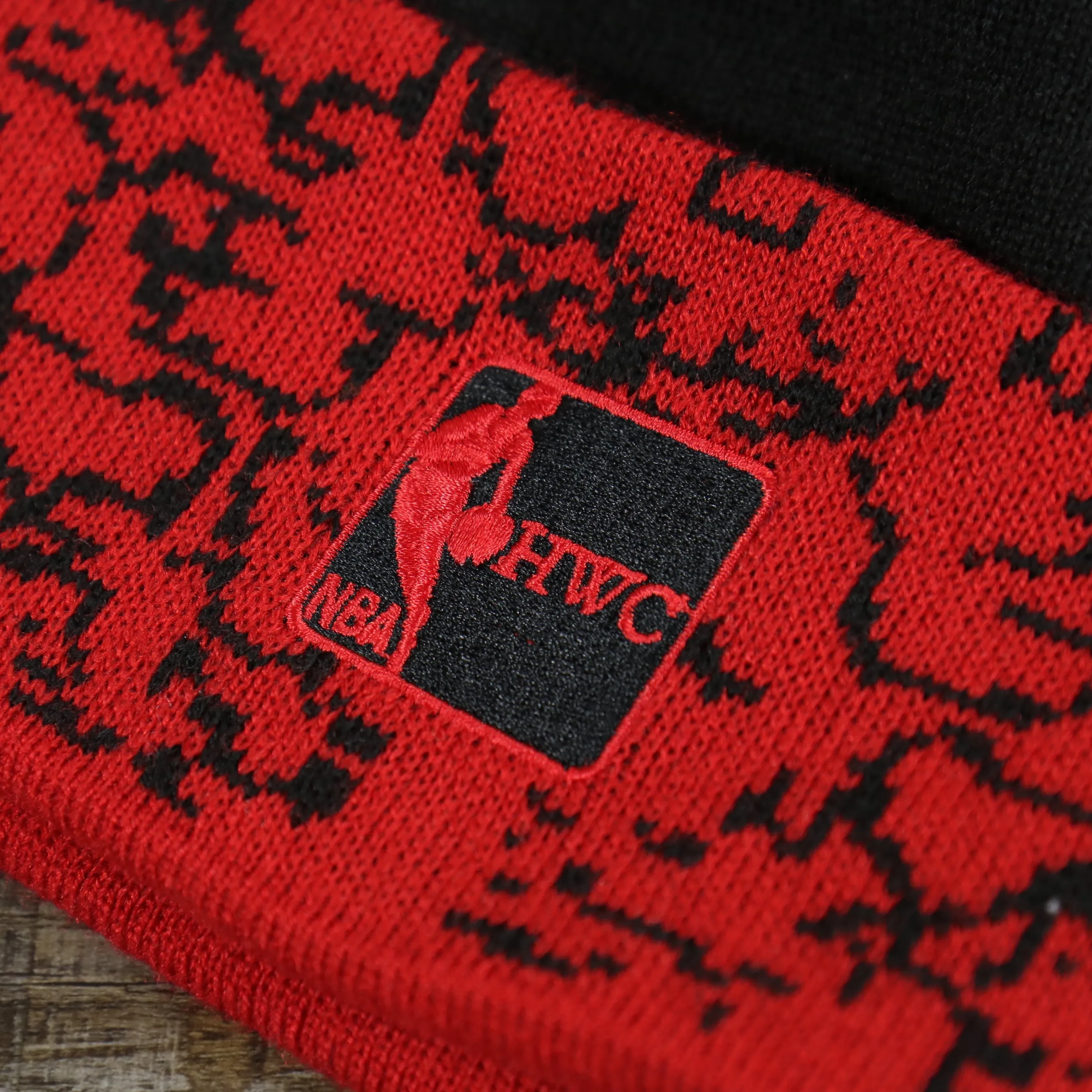 Miami Heat Black and Red Winter Beanie with Cuffed Chaos Pom Pom